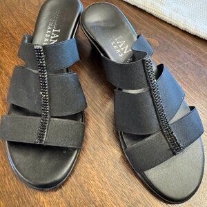 Italian Shoemakers Womens Sadey Wedge Sandals Black Sparkle Size 6.5